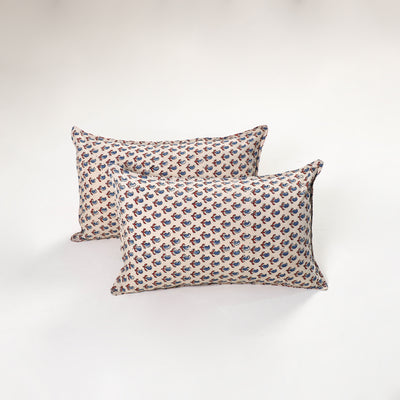 Beige - ajrakh hand block print pillow covers (set of 2)