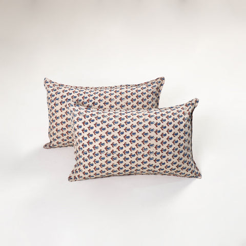 Beige - Ajrakh Hand Block Print Pillow Covers (Set of 2) 152