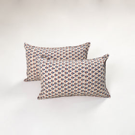 Beige - ajrakh hand block print pillow covers (set of 2)