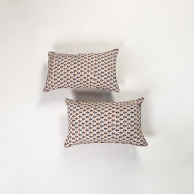 Beige - ajrakh hand block print pillow covers (set of 2)