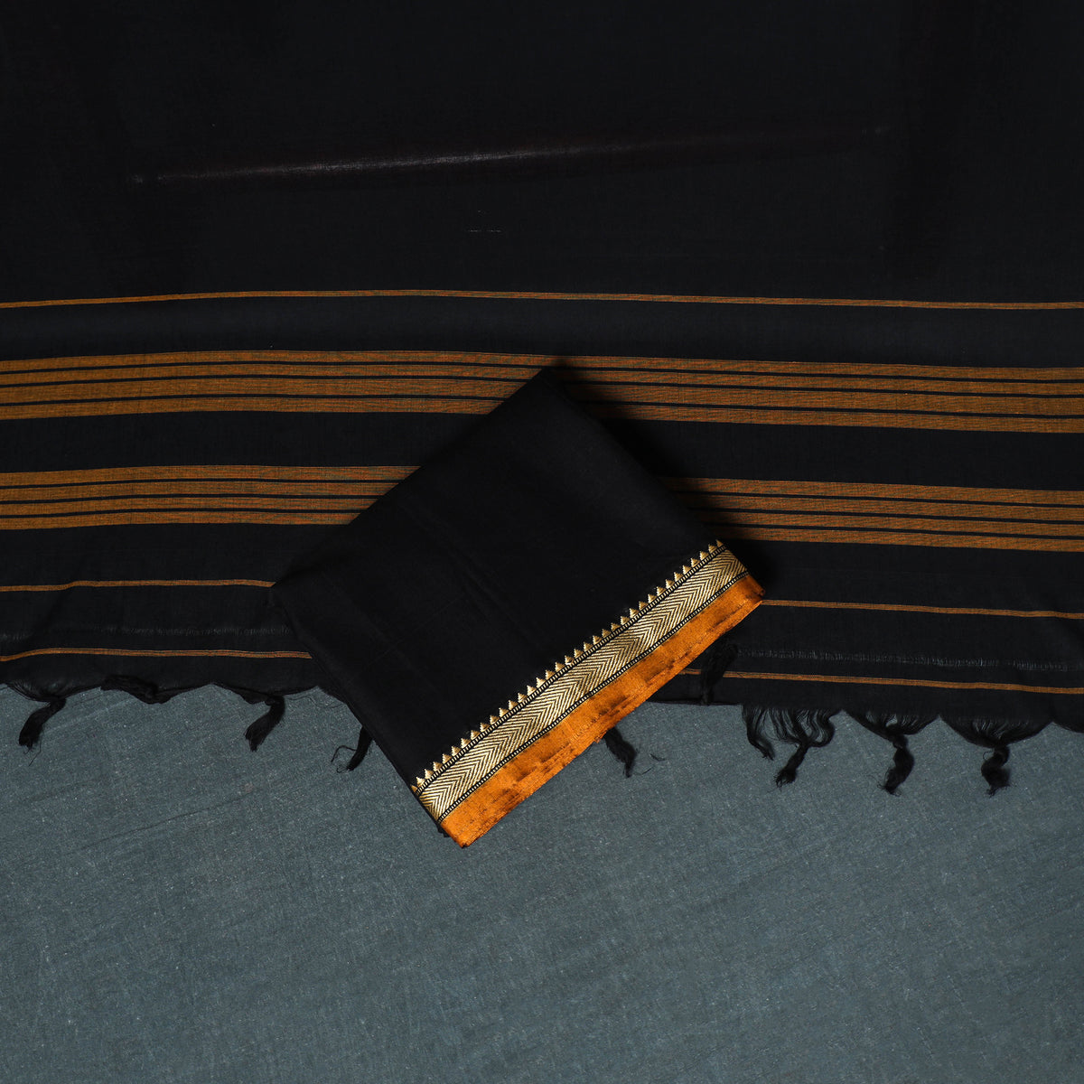 Dharwad Mercerised Cotton Plain Thread Border Unstitched Dress Material: Kurta, Bottom & Dupatta 21
