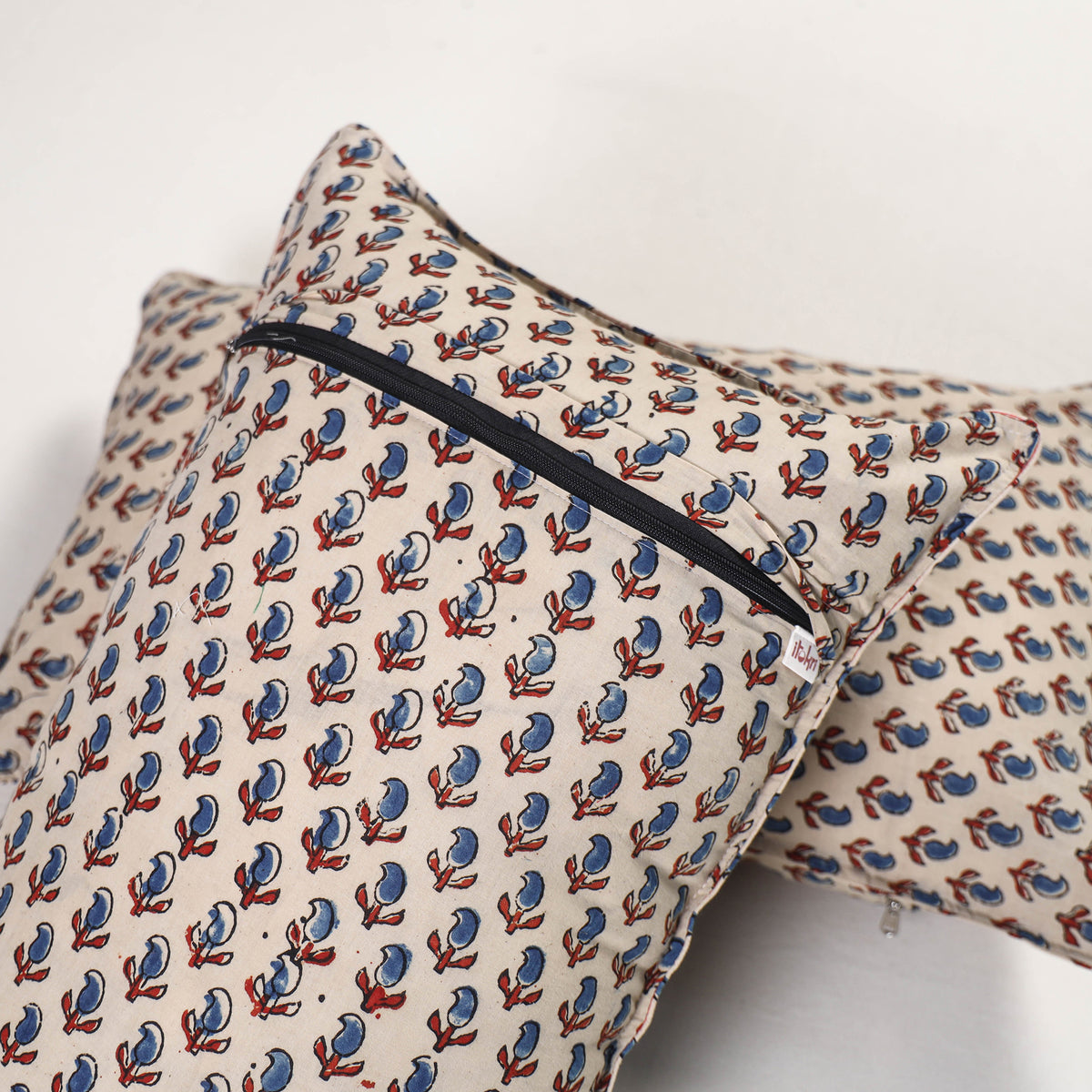 Beige - ajrakh hand block print pillow covers (set of 2)