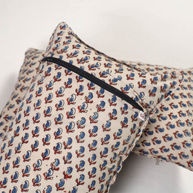 Beige - ajrakh hand block print pillow covers (set of 2)