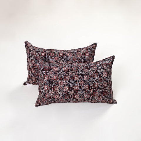 Multicolor - Ajrakh Hand Block Print Pillow Covers (Set of 2) 153