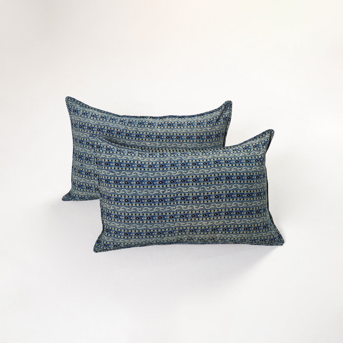 Blue - ajrakh hand block print pillow covers (set of 2) 154