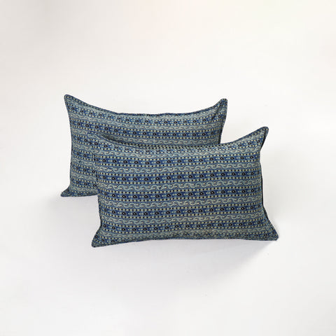 Blue - Ajrakh Hand Block Print Pillow Covers (Set of 2) 154