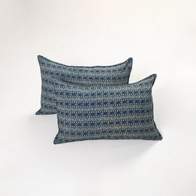 Blue - ajrakh hand block print pillow covers (set of 2) 154
