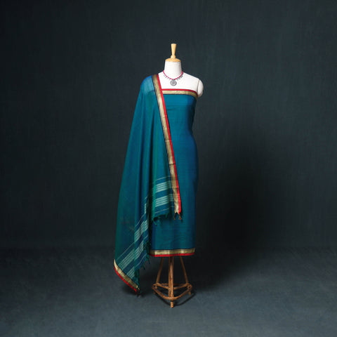 Dharwad Mercerised Cotton Plain Thread Border Unstitched Dress Material: Kurta, Bottom & Dupatta 23