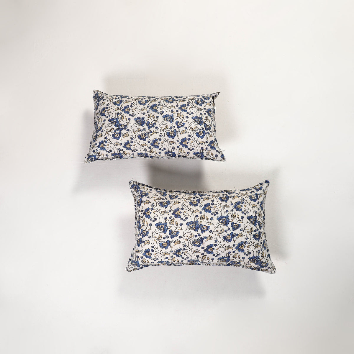 White - ajrakh hand block print pillow covers (set of 2)