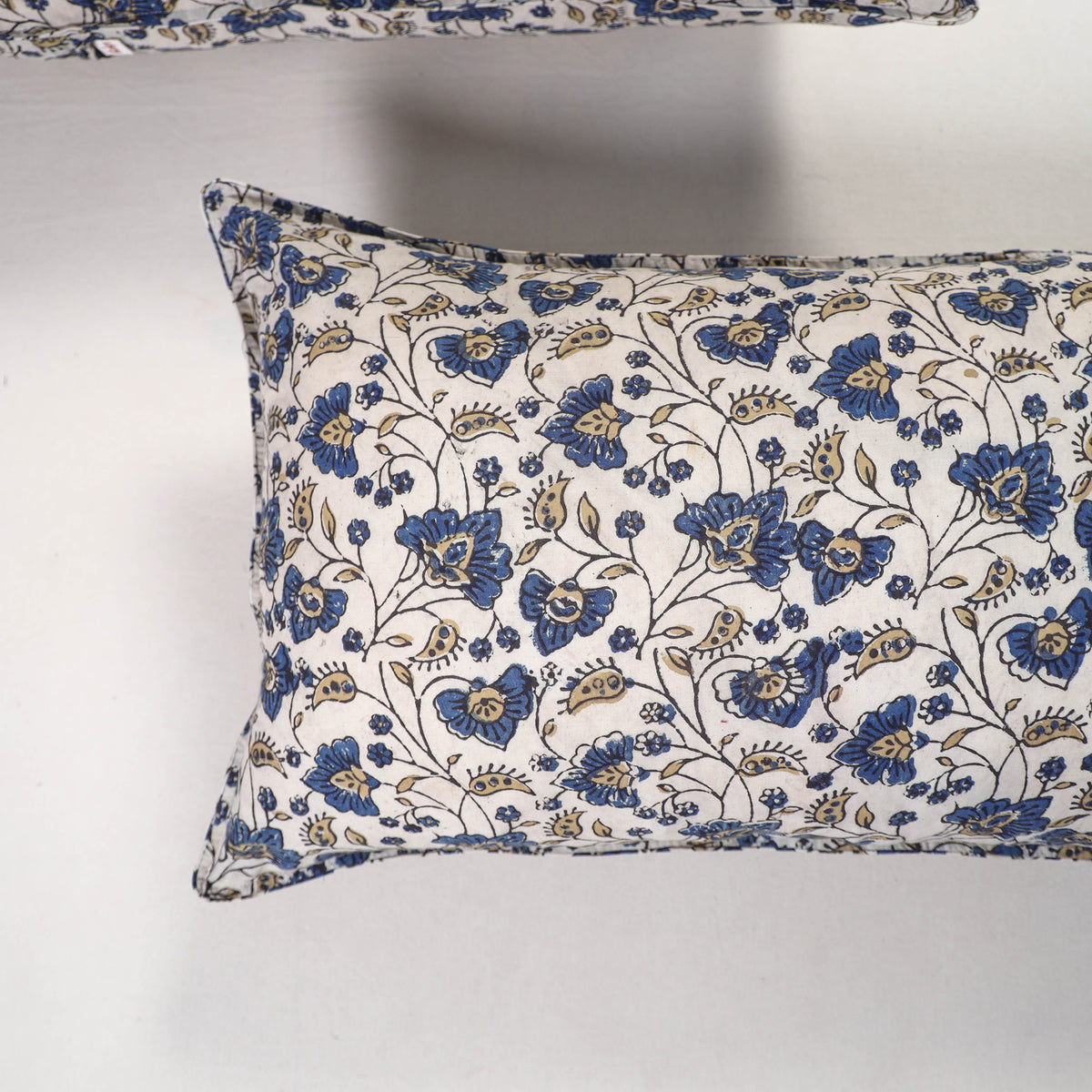 White - ajrakh hand block print pillow covers (set of 2)