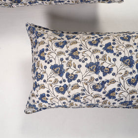 White - ajrakh hand block print pillow covers (set of 2)