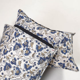 White - ajrakh hand block print pillow covers (set of 2)