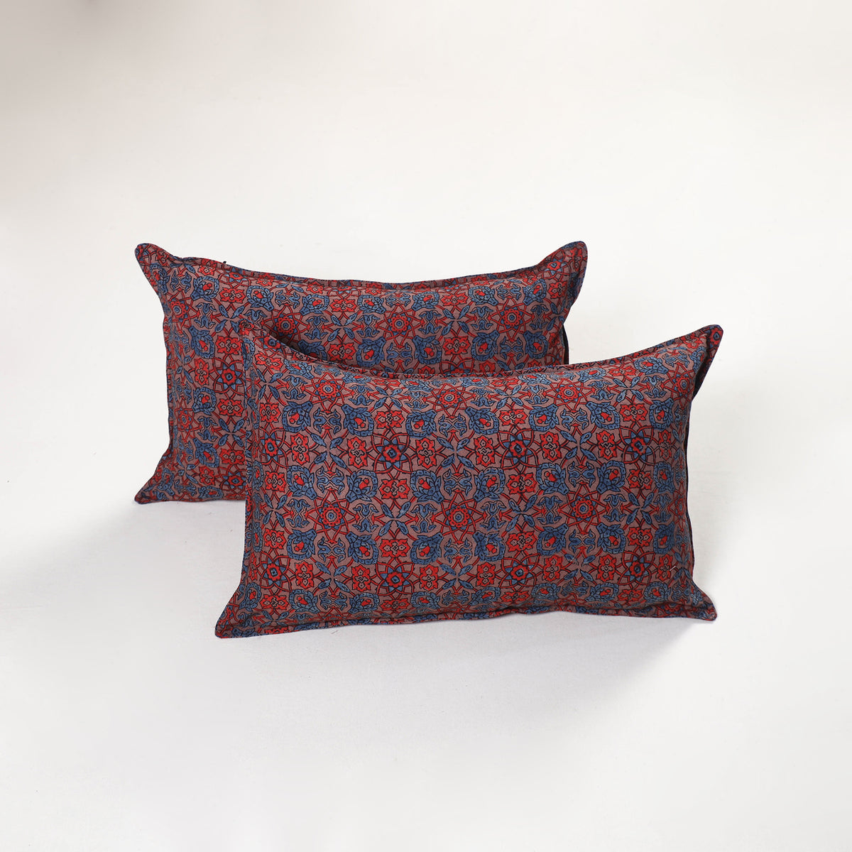 Multicolor - ajrakh hand block print pillow covers (set