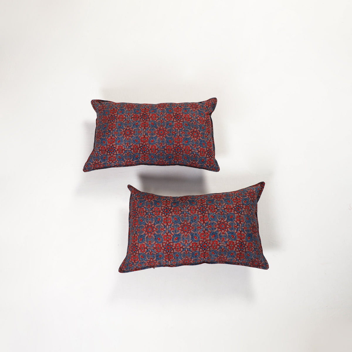 Multicolor - ajrakh hand block print pillow covers (set