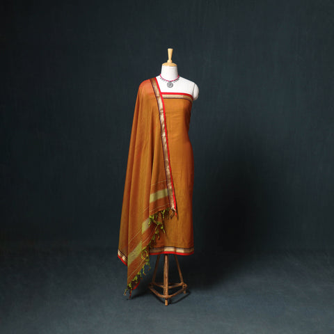 Dharwad Mercerised Cotton Plain Thread Border Unstitched Dress Material: Kurta, Bottom & Dupatta 24