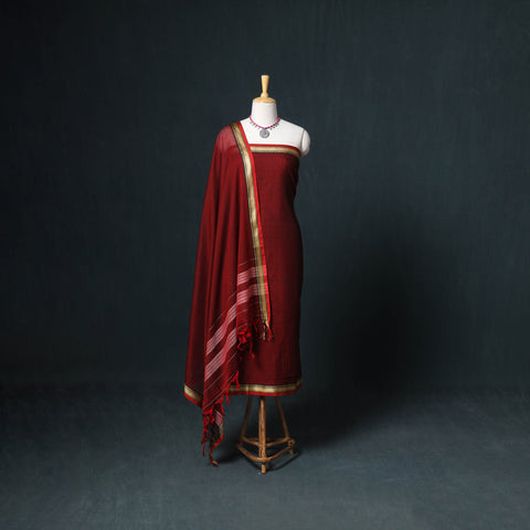 Dharwad Mercerised Cotton Plain Thread Border Unstitched Dress Material: Kurta, Bottom & Dupatta 25