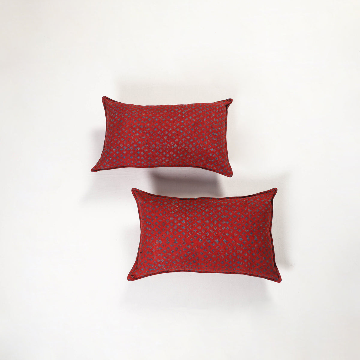 Red - ajrakh hand block print pillow covers (set of 2) 157