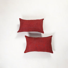 Red - ajrakh hand block print pillow covers (set of 2) 157