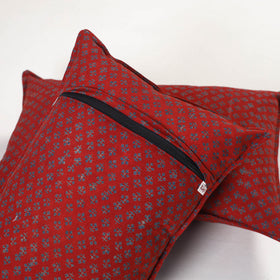 Red - ajrakh hand block print pillow covers (set of 2) 157