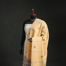 Kantha Hand Embroidered Khes Handwoven Cotton Dupatta 08