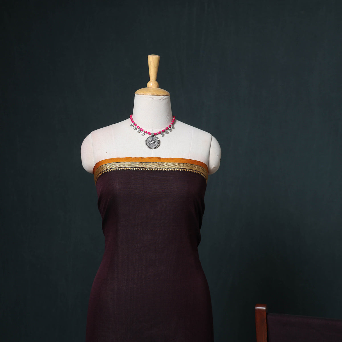 Dharwad Mercerised Cotton Plain Thread Border Unstitched Dress Material: Kurta, Bottom & Dupatta 26