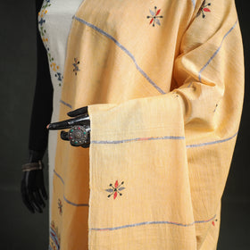 Kantha Hand Embroidered Khes Handwoven Cotton Dupatta 08
