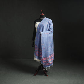Kantha Hand Embroidered Khes Handwoven Cotton Dupatta 09