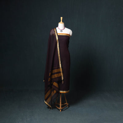 Dharwad Mercerised Cotton Plain Thread Border Unstitched Dress Material: Kurta, Bottom & Dupatta 26