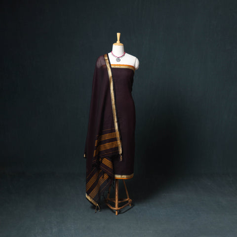Dharwad Mercerised Cotton Plain Thread Border Unstitched Dress Material: Kurta, Bottom & Dupatta 26