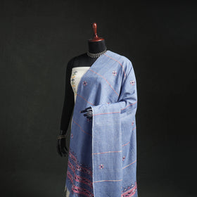 Kantha Hand Embroidered Khes Handwoven Cotton Dupatta 09