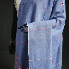Kantha Hand Embroidered Khes Handwoven Cotton Dupatta 09