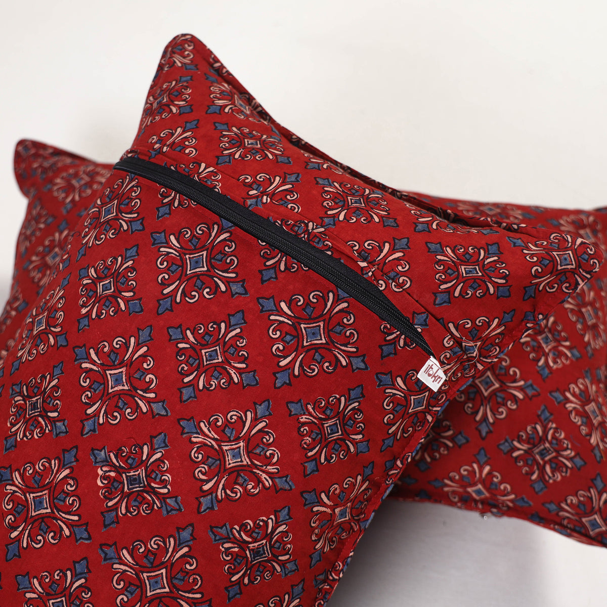 Red - ajrakh hand block print pillow covers (set of 2) 159