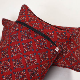 Red - ajrakh hand block print pillow covers (set of 2) 159