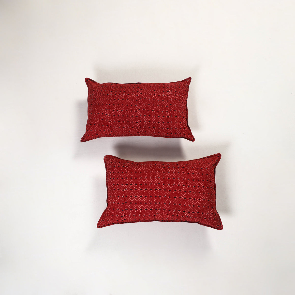 Red - ajrakh hand block print pillow covers (set of 2) 160