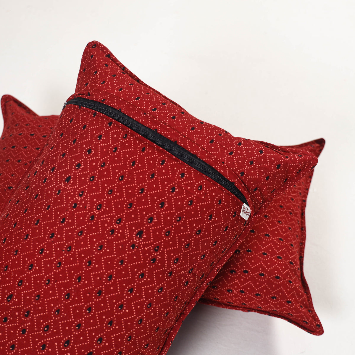 Red - ajrakh hand block print pillow covers (set of 2) 160