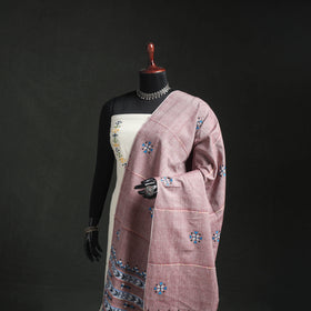 Kantha Hand Embroidered Khes Handwoven Cotton Dupatta 12