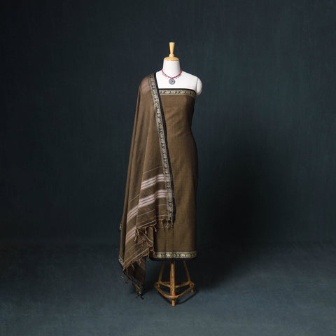 Dharwad Mercerised Cotton Plain Thread Border Unstitched Dress Material: Kurta, Bottom & Dupatta 29