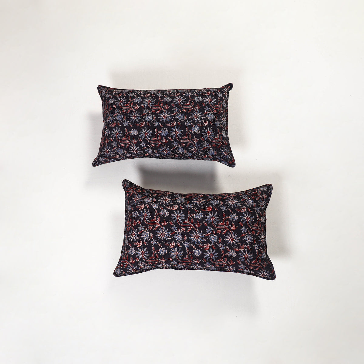 Black - ajrakh hand block print pillow covers (set of 2)