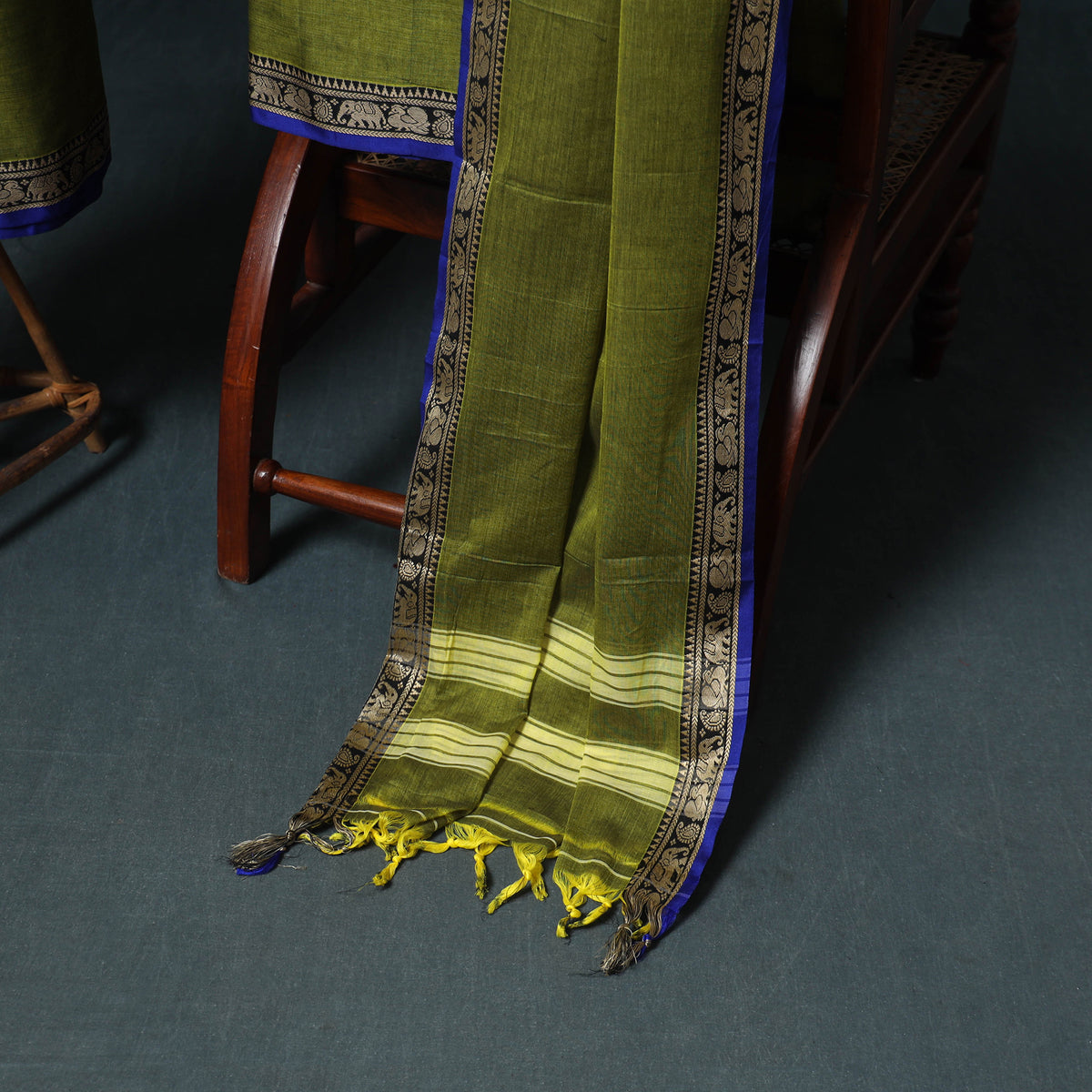 Dharwad Mercerised Cotton Plain Thread Border Unstitched Dress Material: Kurta, Bottom & Dupatta 30