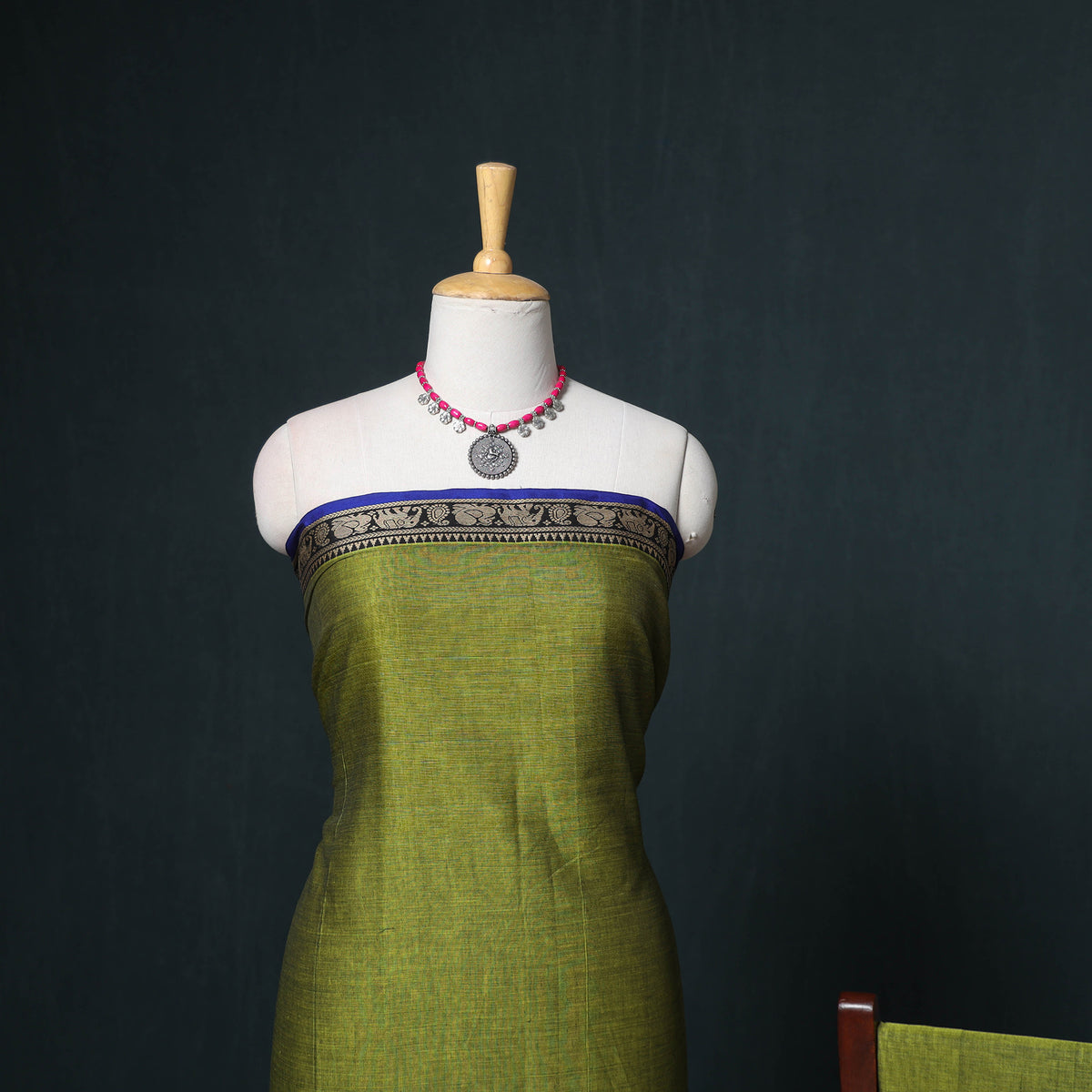 Dharwad Mercerised Cotton Plain Thread Border Unstitched Dress Material: Kurta, Bottom & Dupatta 30
