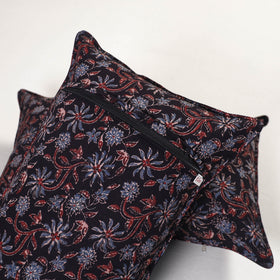 Black - ajrakh hand block print pillow covers (set of 2)