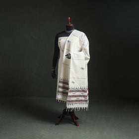Kantha Hand Embroidered Khes Handwoven Cotton Dupatta 16