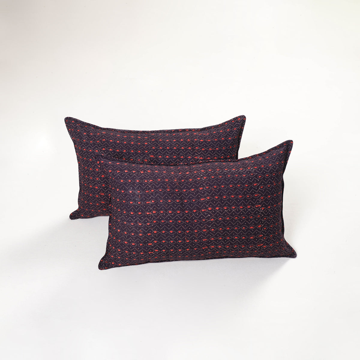 Black - ajrakh hand block print pillow covers (set of 2)