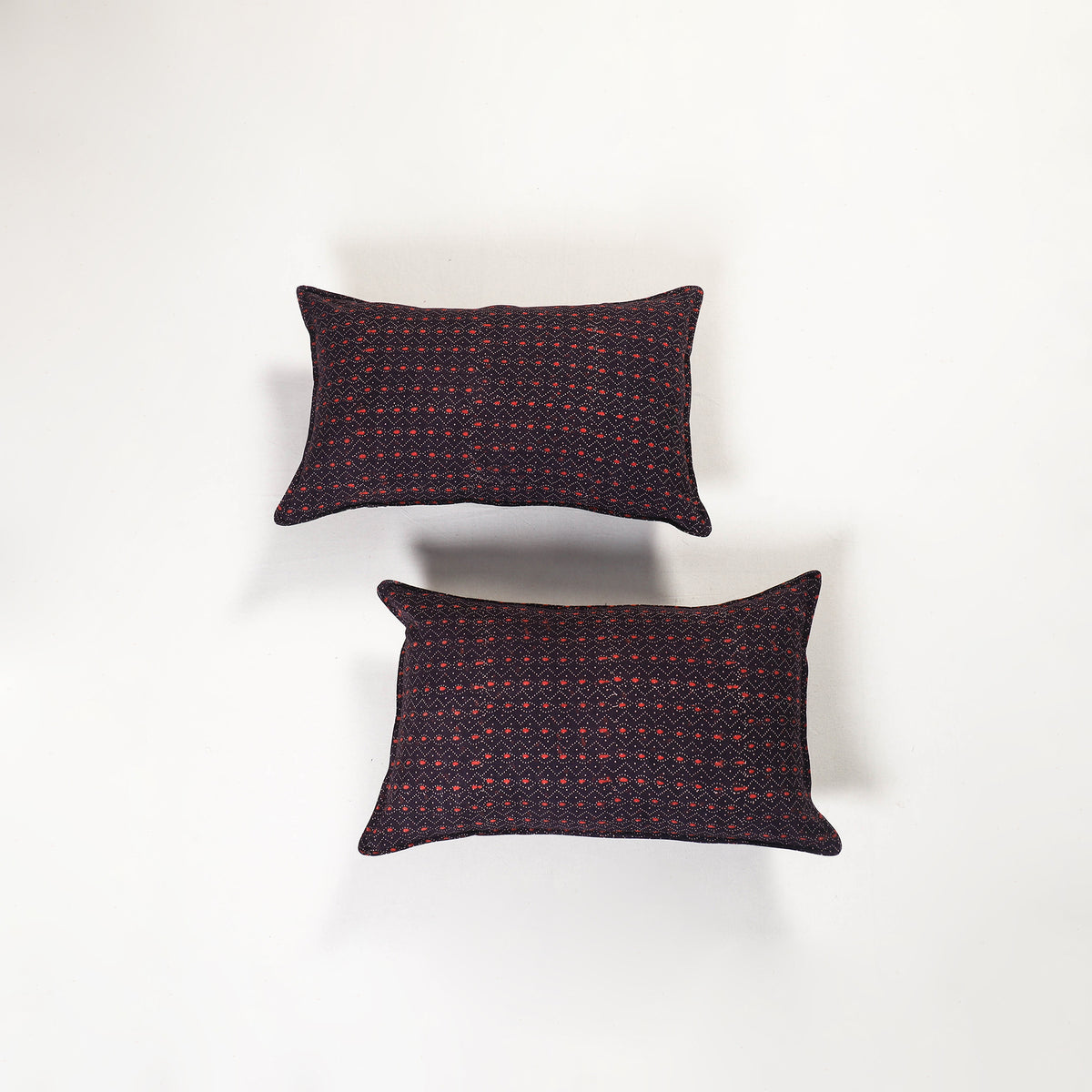 Black - ajrakh hand block print pillow covers (set of 2)