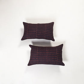 Black - ajrakh hand block print pillow covers (set of 2)