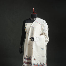 Kantha Hand Embroidered Khes Handwoven Cotton Dupatta 16