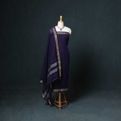 Dharwad Mercerised Cotton Plain Thread Border Unstitched Dress Material: Kurta, Bottom & Dupatta 31