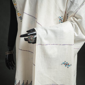 Kantha Hand Embroidered Khes Handwoven Cotton Dupatta 16