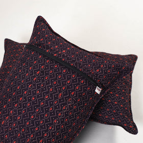 Black - ajrakh hand block print pillow covers (set of 2)
