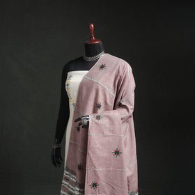 Kantha Hand Embroidered Khes Handwoven Cotton Dupatta 17